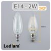 Ledlam E14 350CP 2W LED Filament Candle Bulb Dimensions 1