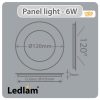 Ledlam LED Panel Light 6W Round 12RPD silver dimmable Dimensions