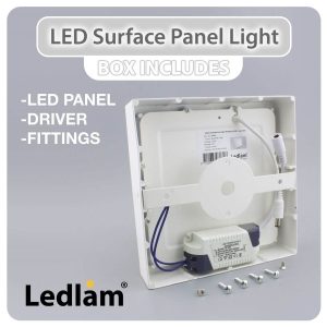 Ledlam LED Surface Panel Light 18W Square 2222SPSD silver dimmable 02