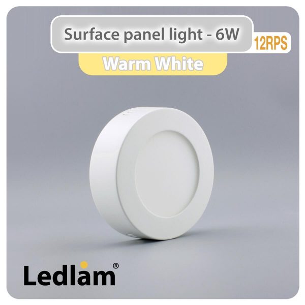 Ledlam LED Surface Panel Light 6W Round 12RPS Warm White 30731