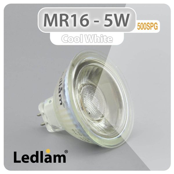 Ledlam MR16 GU5.3 LED Spot Light 5W 12V COB 500SPG Cool White 30994