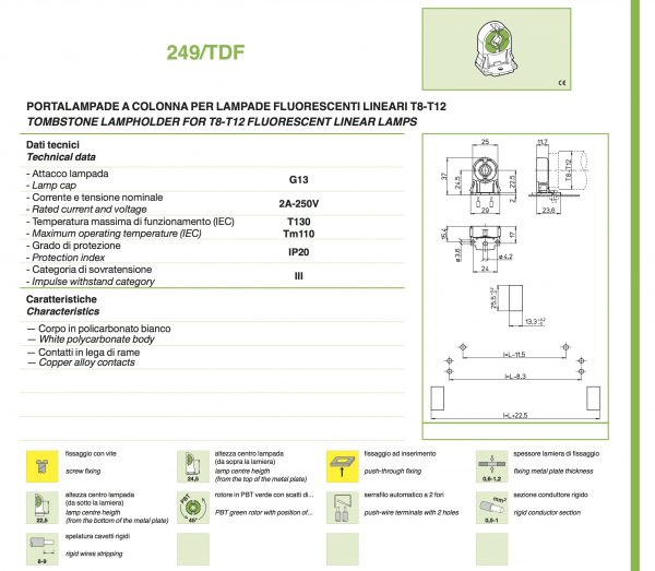 T8 T12 G13 Tube Lamp Holder Socket Fitting 30122 Dimensions 5