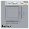 Ledlam-LED-Panel-Light-18W-Square-2222SP-brushed-steel-Dimensions-3